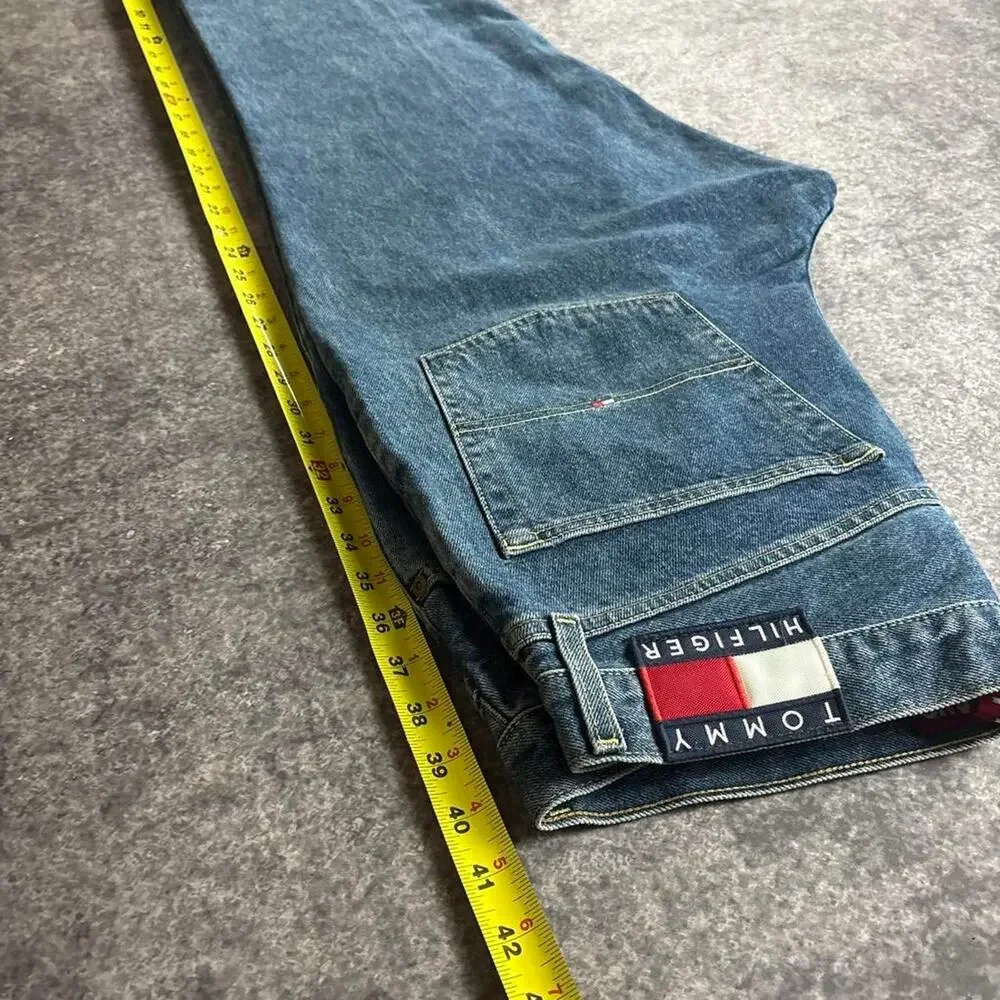 Vintage Tommy Hilfiger Tommy Jeans Men’s 34 Baggy Blue Denim Y2K Flag Logo